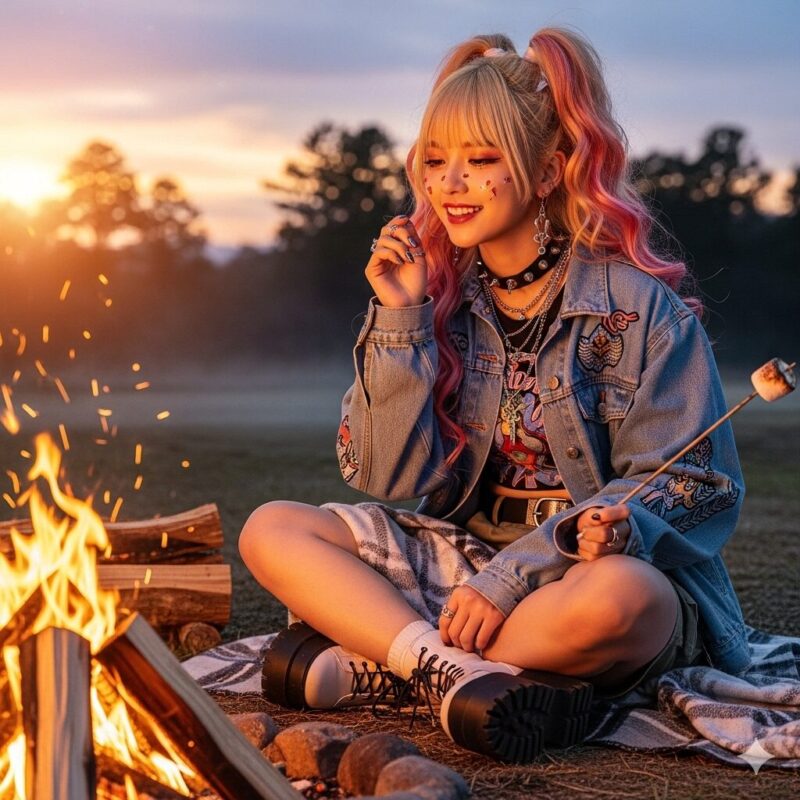 ギャルがマシュマロたべている